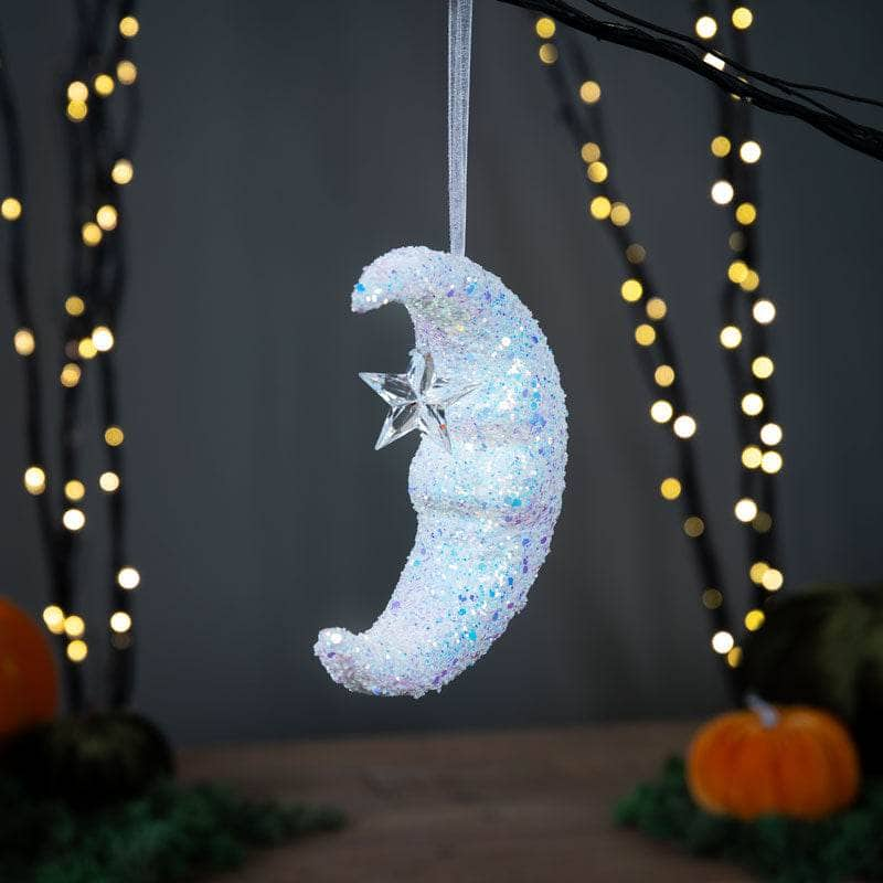 Christmas  -  Glitter Hanging Moon Decoration - 14cm  -  60008479