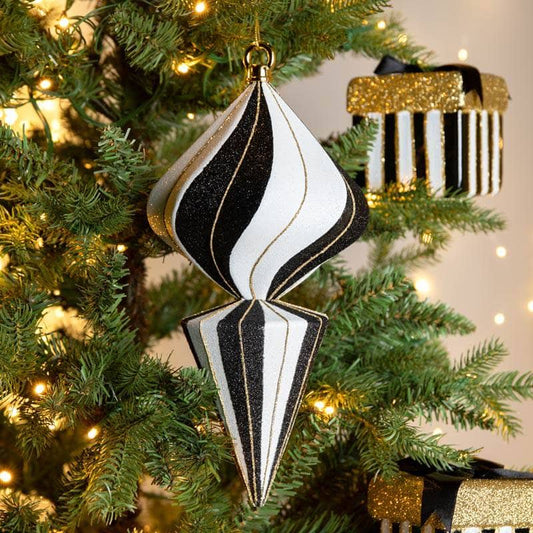 Christmas  -  Black & White Finial Christmas Bauble - 30cm  -  60011104