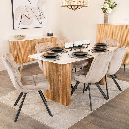 Furniture  -  Acton Table & 6 Aspen Taupe Chairs  -  60013811