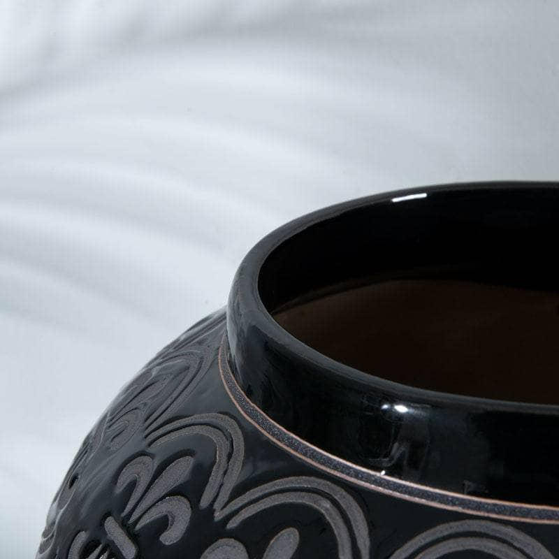 Homeware  -  Black Pattern Temple Jar - 24"  -  60008107