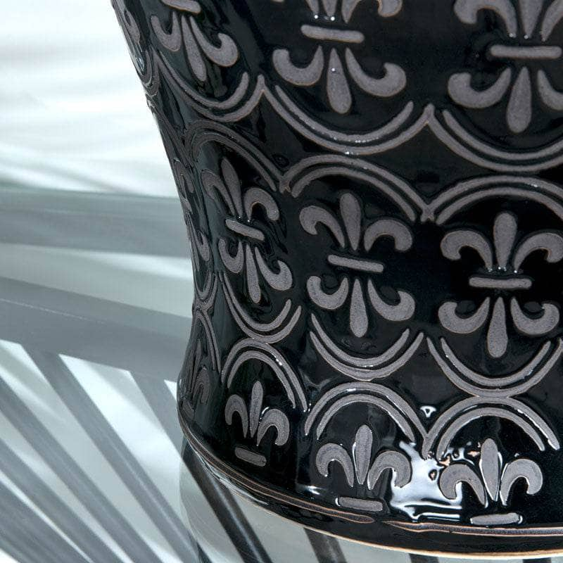 Homeware  -  Black Pattern Temple Jar - 24"  -  60008107