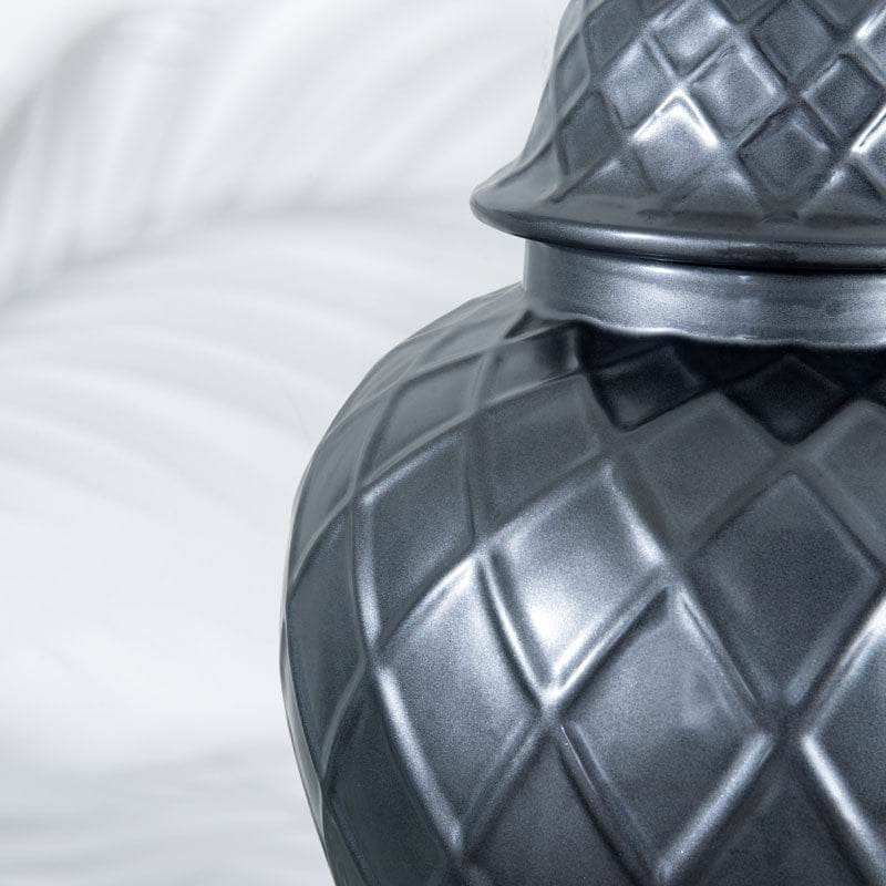 Homeware  -  Matt Black Lattice Temple Jar - 24"  -  60008109