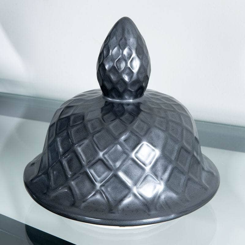 Homeware  -  Matt Black Lattice Temple Jar - 24"  -  60008109