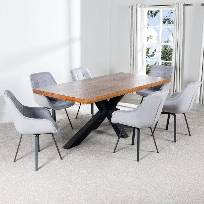 Furniture  -  Harrow 200cm Dining Table & 6 Silver Montreal Chairs  -  60011150