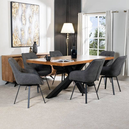 Furniture  -  Harrow 200cm Dining Table & 6 Grey Montreal Chairs  -  60011149