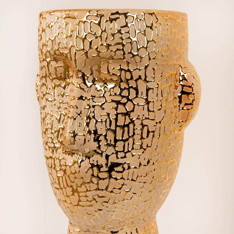 Homeware  -  Gold Textured Ceramic Face Vase -  32.5cm  -  60011691