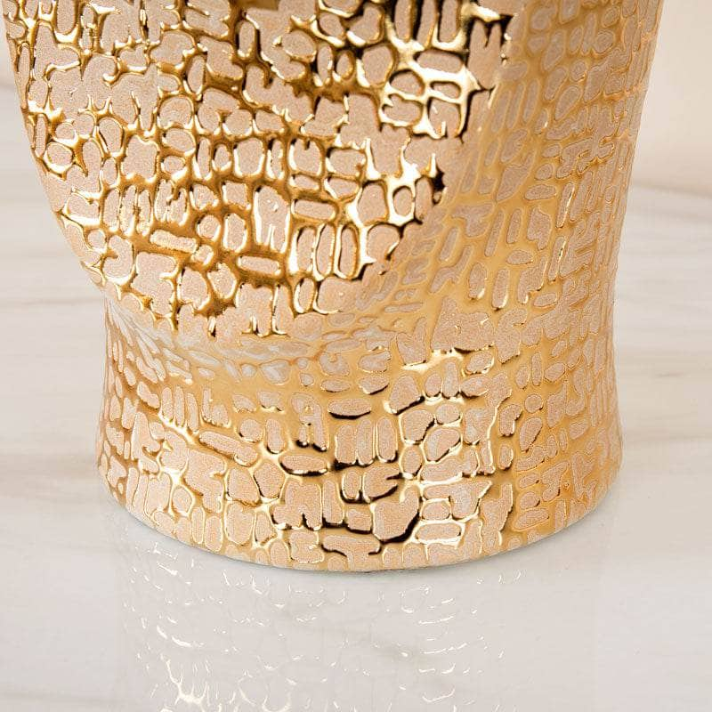 Homeware  -  Textured Gold Ceramic Face Vase - 31cm  -  60011684