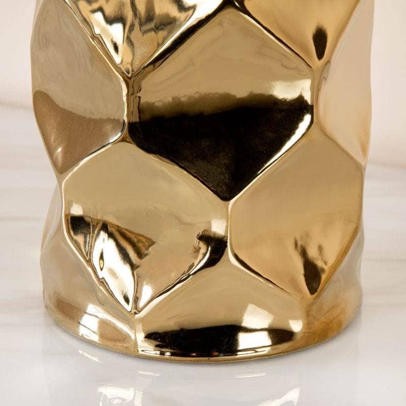 Homeware  -  Gold Hexagon Design Vase - Medium  -  60011656