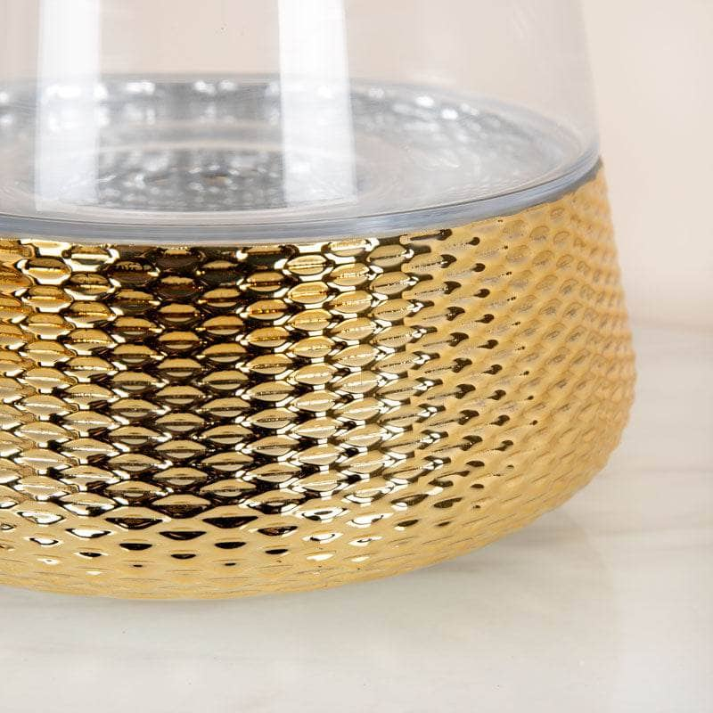 Homeware  -  Gold & Clear Glass Candle Holder - 20cm  -  60011696