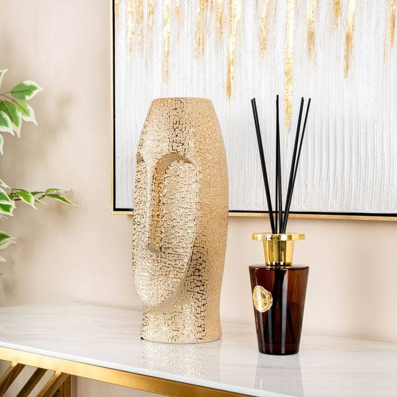 Homeware  -  Textured Gold Ceramic Face Vase - 38cm  -  60011685