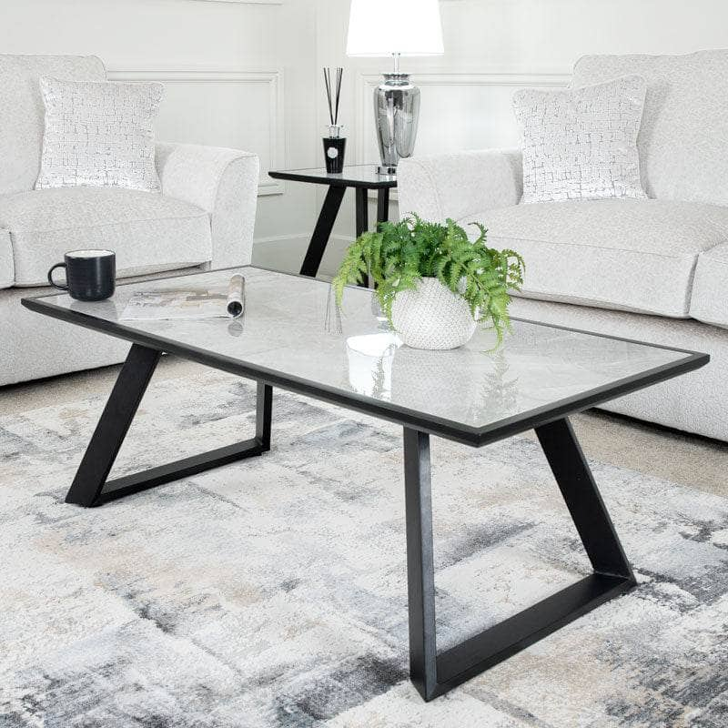 Furniture  -  Valetta Ceramic Coffee Table - Black & Grey  -  60011678