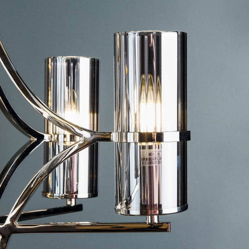 Lights  -  Rome 5 Light Nickel & Smoked Glass Pendant Light  -  60006132