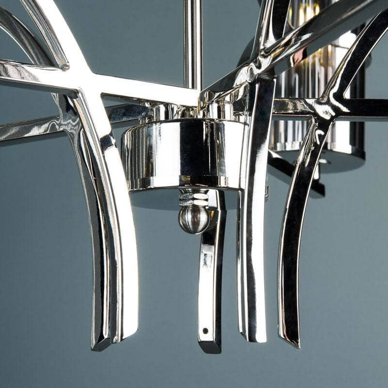 Lights  -  Rome 5 Light Nickel & Smoked Glass Pendant Light  -  60006132