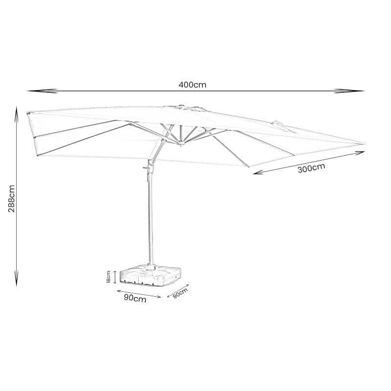 Gardening  -  Weatherking Lazio 4x3m Parasol & Base - Taupe  -  60009027