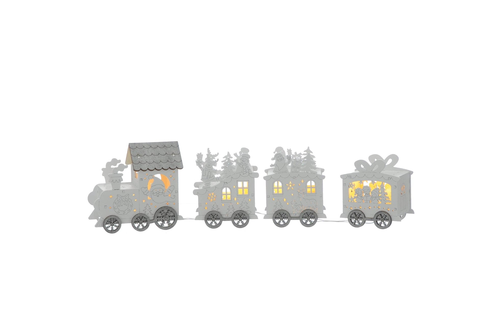 Christmas  -  Lit Wooden Santa Train - 42cm  -  60008689