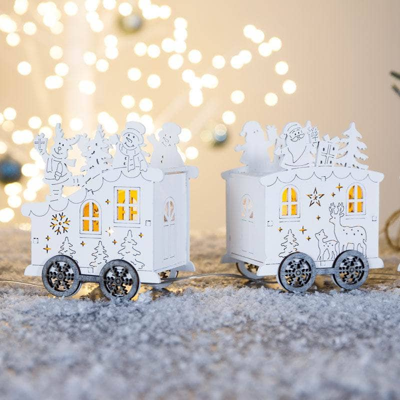 Christmas  -  Lit Wooden Santa Train - 42cm  -  60008689