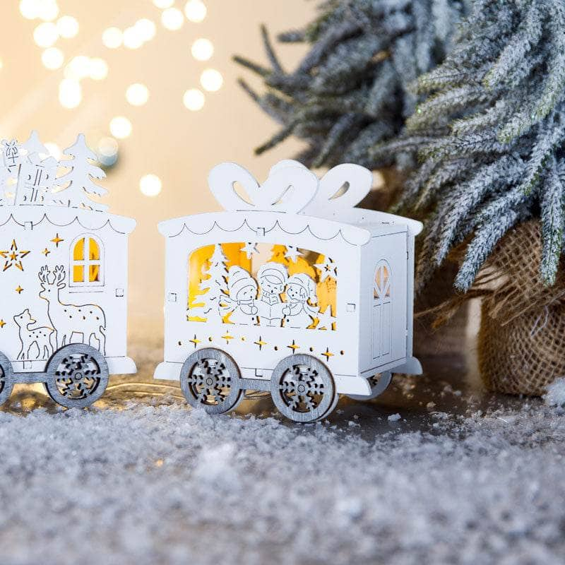 Christmas  -  Lit Wooden Santa Train - 42cm  -  60008689