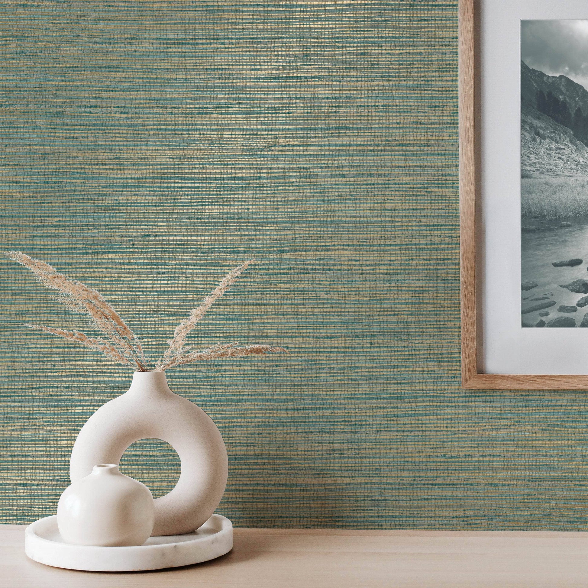 Wallpaper  -  Fine Decor Fusion Plain Teal Wallpaper - M1768  -  60011219