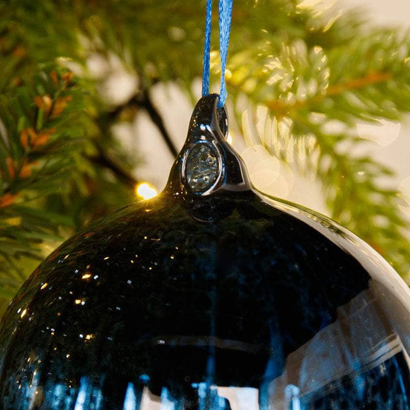 Navy Antique Spun Glass Bauble - 10cm-  60008710