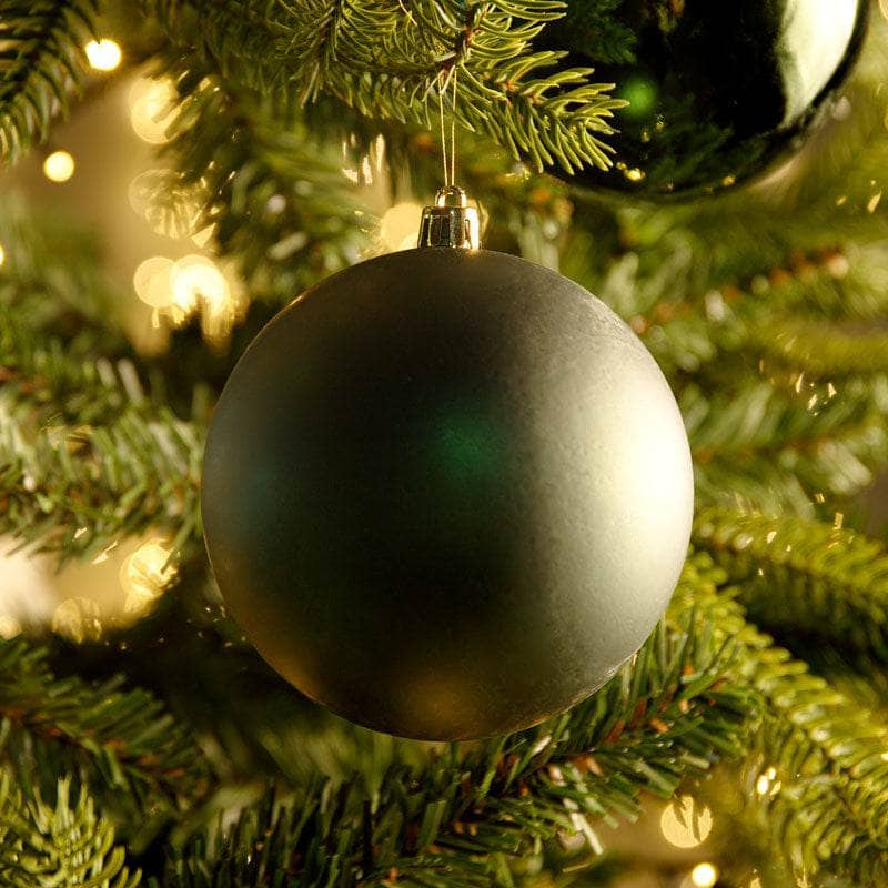 Christmas  -  Pine Green Shatterproof Shiny & Matt Baubles - 4 pack  -  50138043