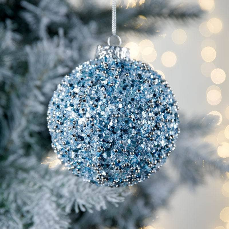 Christmas  -  Polar Mix Beaded Bauble - 10cm  -  60008813