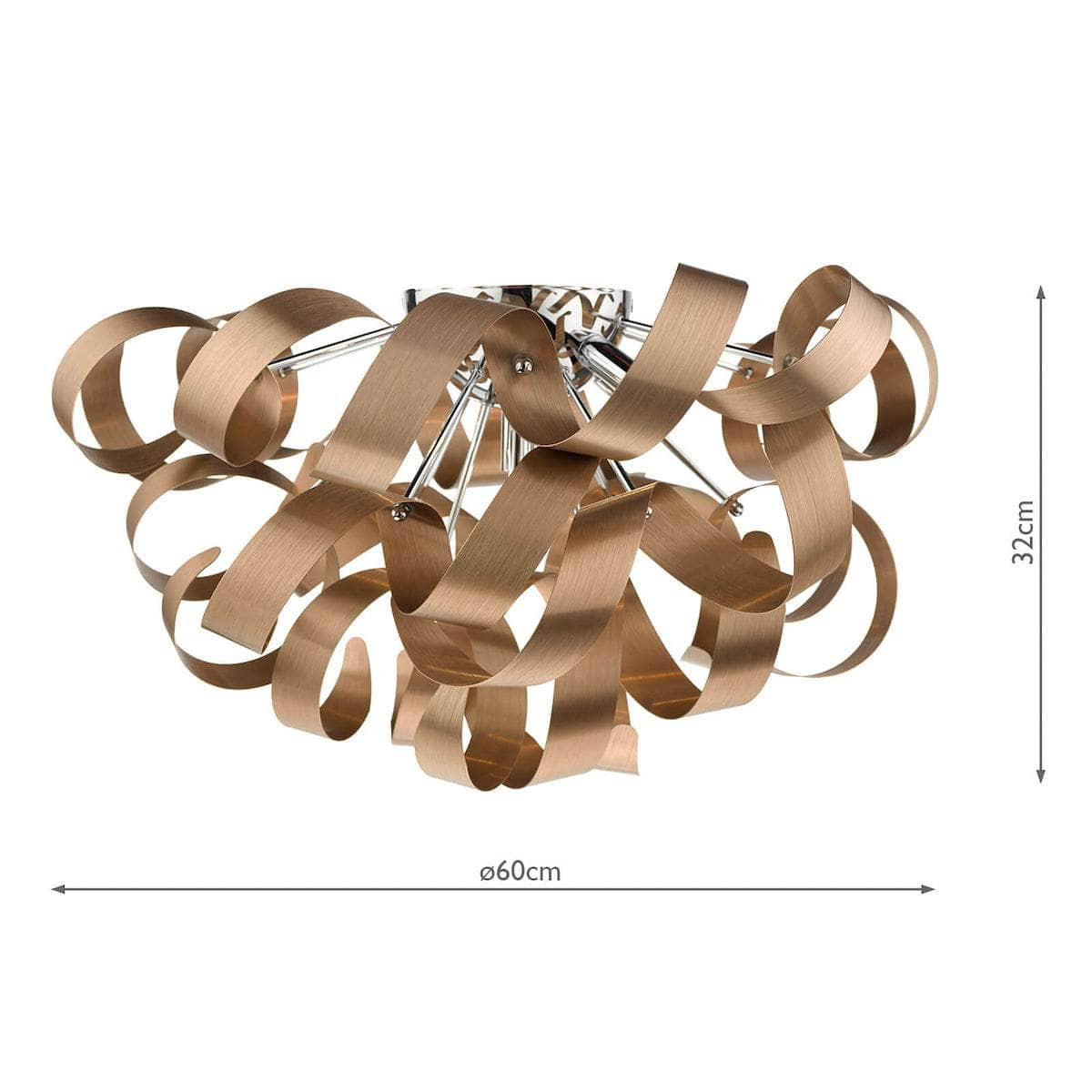 Lights  -  5 Light Flush 60Cm Brushed Copper Ceiling Light  -  50128346