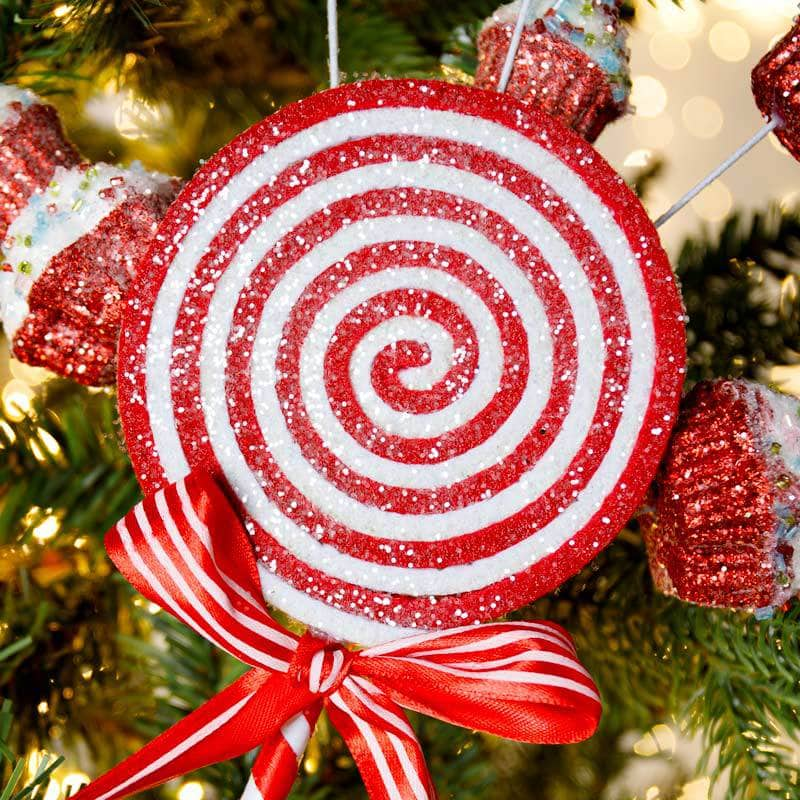 Christmas  -  Red & White Lollipop Cupcake Spray - 46cm  -  60008801