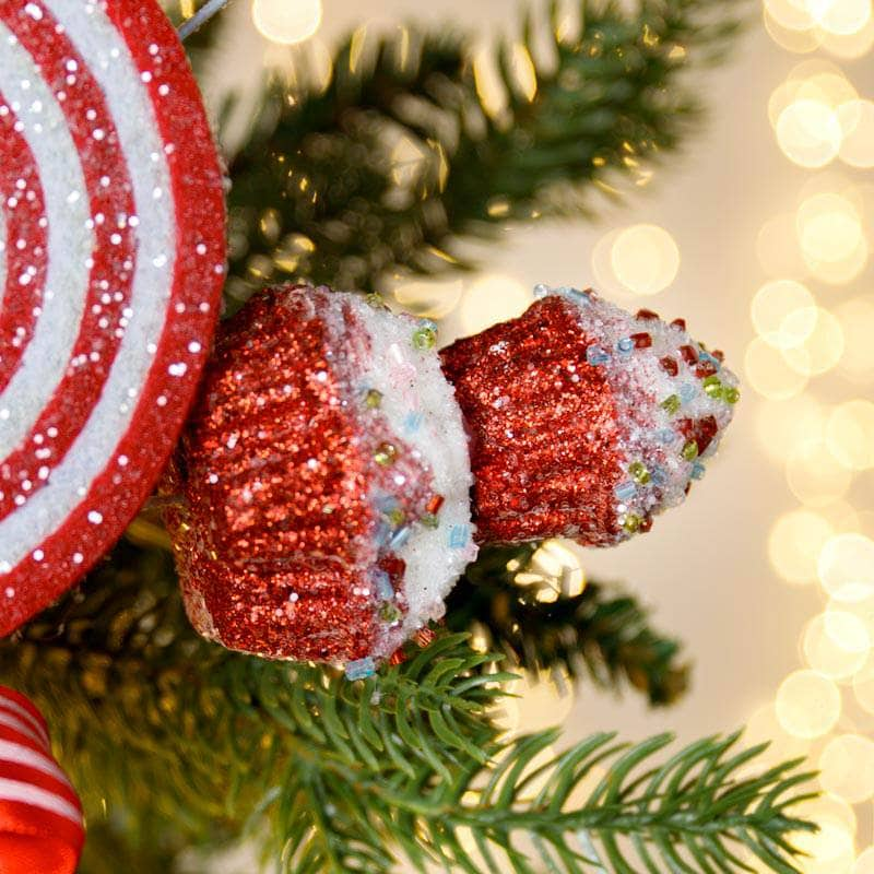 Christmas  -  Red & White Lollipop Cupcake Spray - 46cm  -  60008801