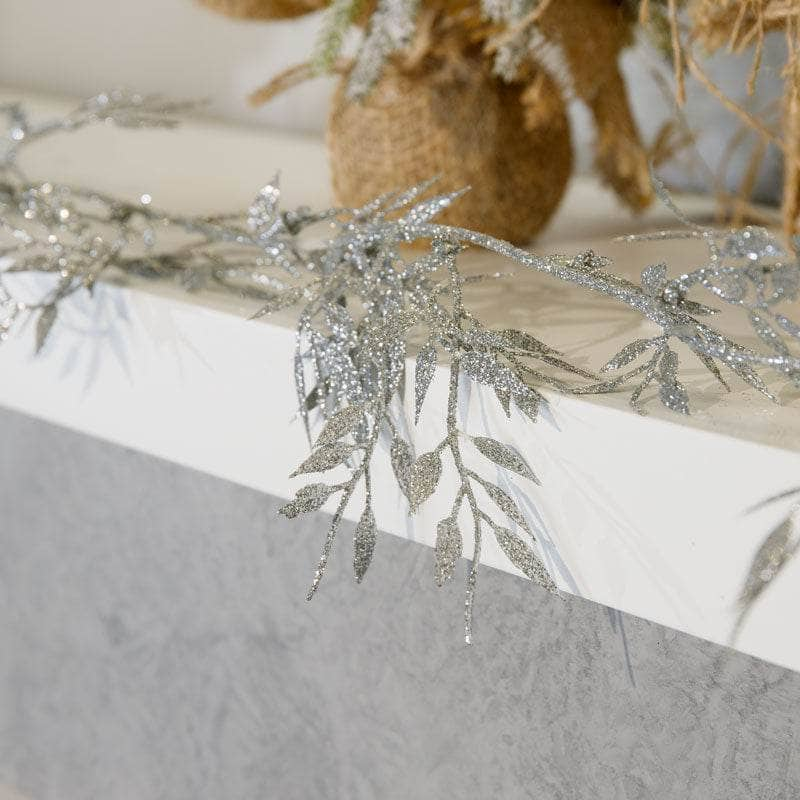 Christmas  -  Silver Fine Leaf Garland - 1.8m  -  60008818