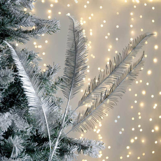 Christmas  -  Silver Metallic Fern Spray - 81cm  -  60008616