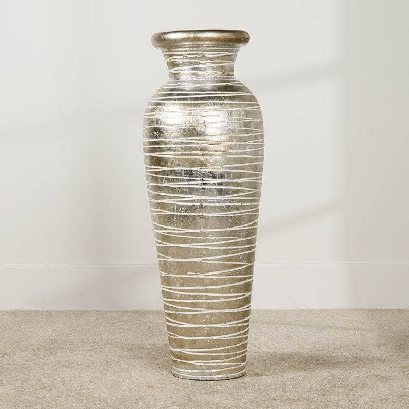 Homeware -  Silver Striped Large Pot - 100cm -  60010169