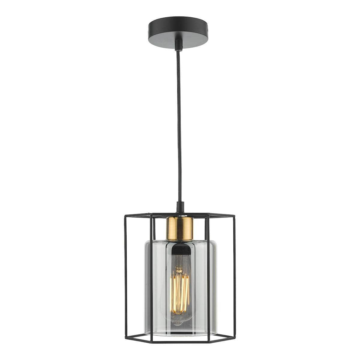  -  DAR TATUM 1LT BAR PENDANT BLACK WITH SMOKED GLASS TAT0122  -  60009284