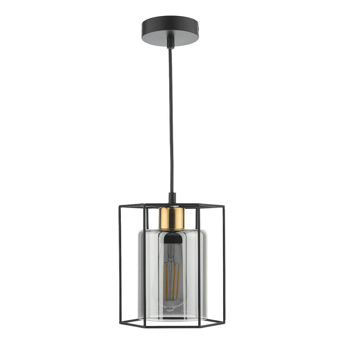  -  DAR TATUM 1LT BAR PENDANT BLACK WITH SMOKED GLASS TAT0122  -  60009284