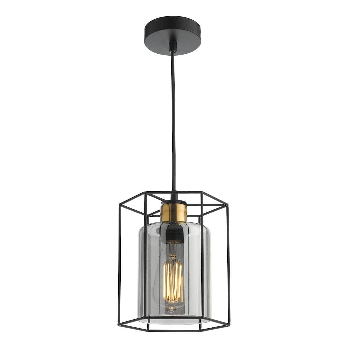  -  DAR TATUM 1LT BAR PENDANT BLACK WITH SMOKED GLASS TAT0122  -  60009284