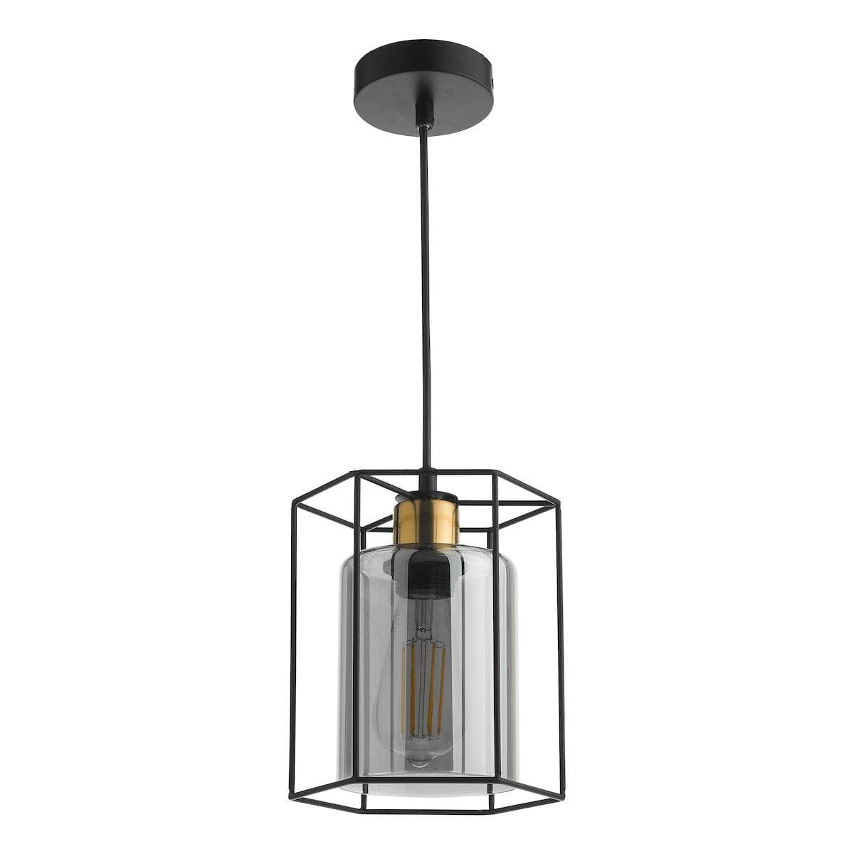  -  DAR TATUM 1LT BAR PENDANT BLACK WITH SMOKED GLASS TAT0122  -  60009284