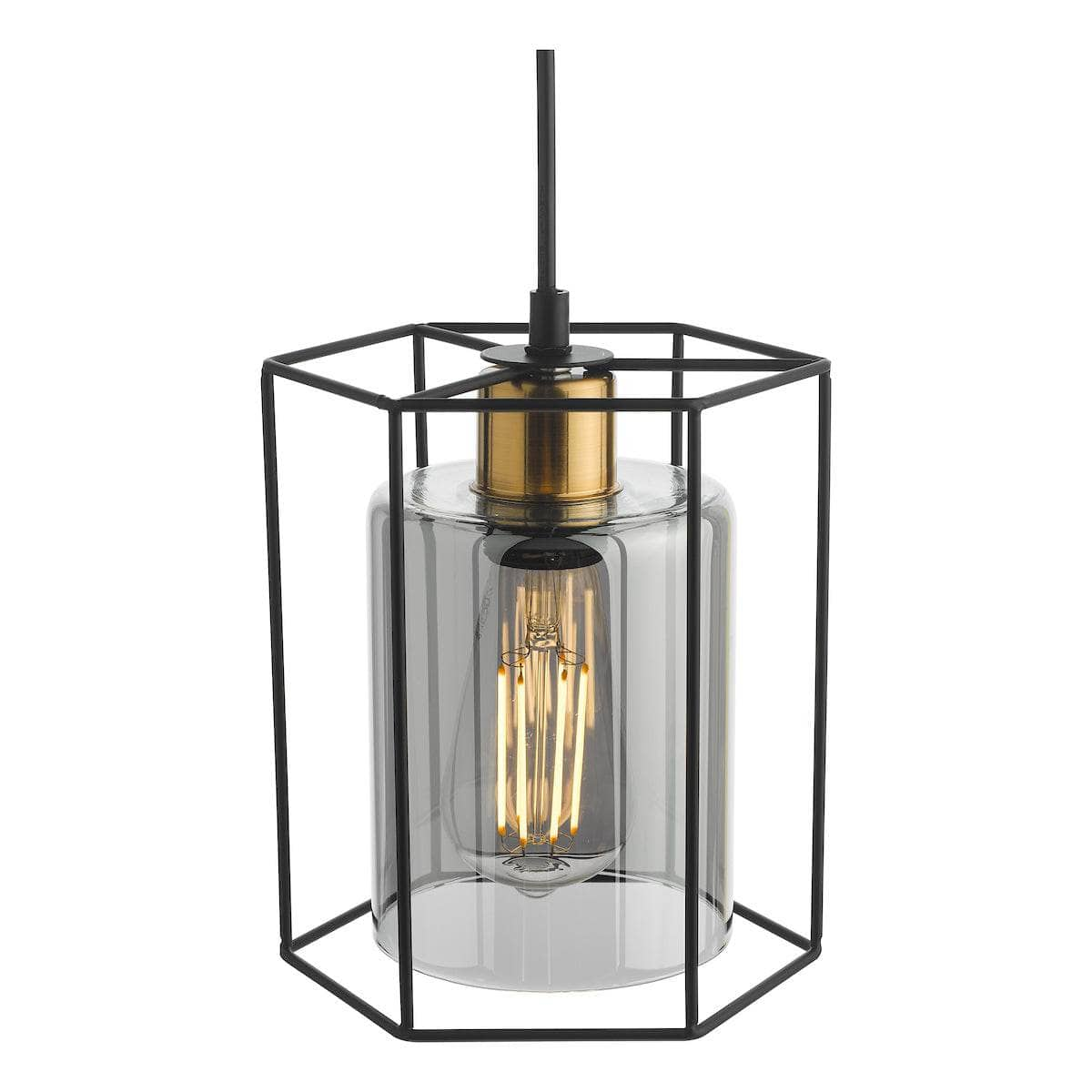  -  DAR TATUM 1LT BAR PENDANT BLACK WITH SMOKED GLASS TAT0122  -  60009284