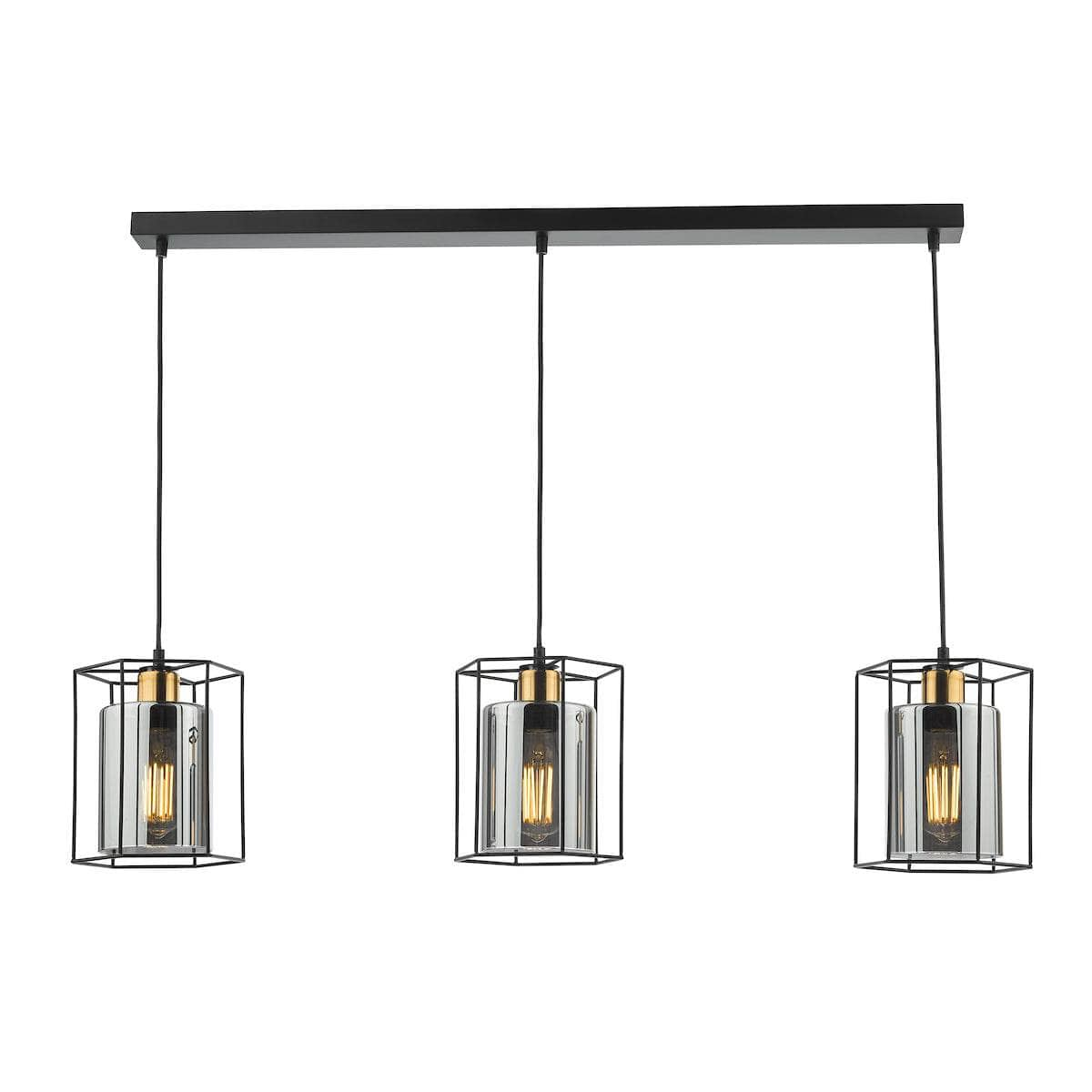  -  DAR TATUM 3LT BAR PENDANT BLACK WITH SMOKED GLASS TAT0322  -  60009283