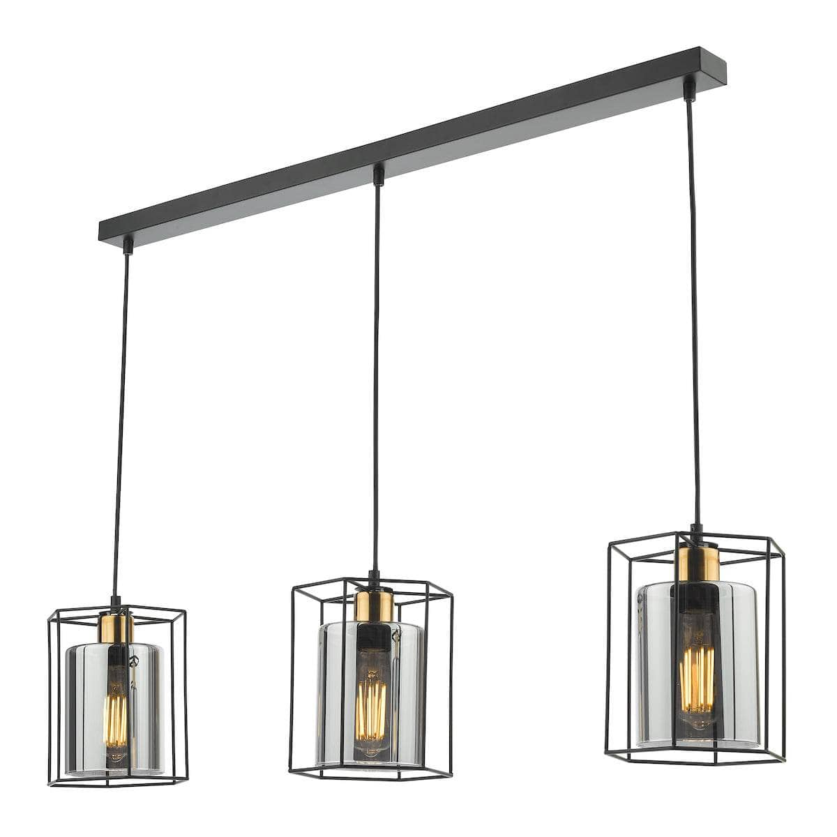  -  DAR TATUM 3LT BAR PENDANT BLACK WITH SMOKED GLASS TAT0322  -  60009283