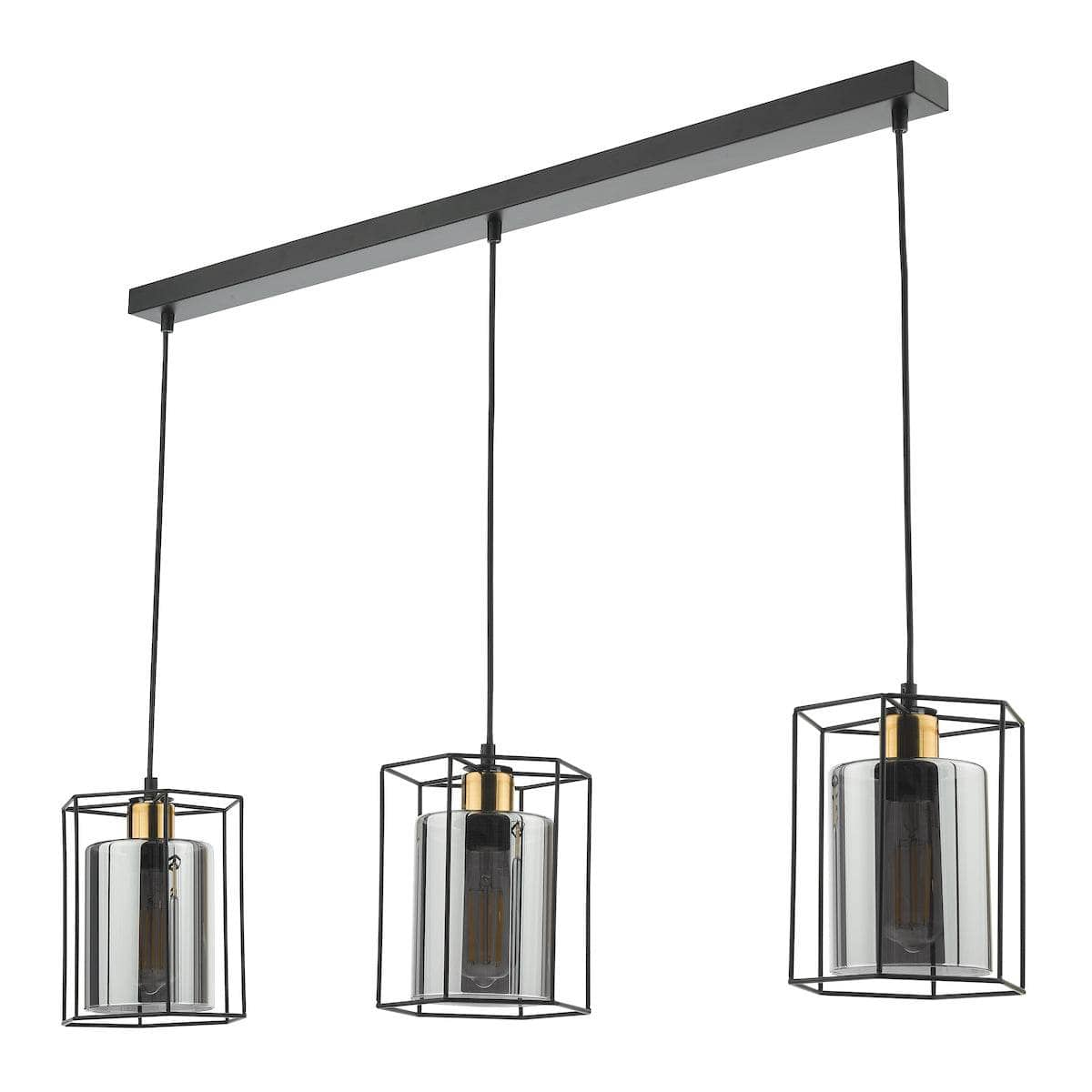  -  DAR TATUM 3LT BAR PENDANT BLACK WITH SMOKED GLASS TAT0322  -  60009283