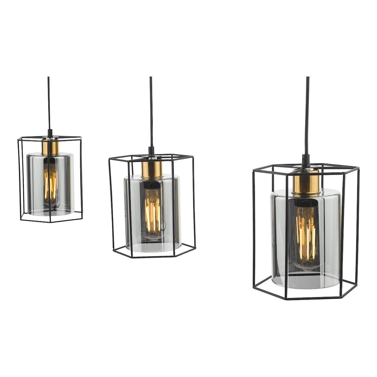  -  DAR TATUM 3LT BAR PENDANT BLACK WITH SMOKED GLASS TAT0322  -  60009283