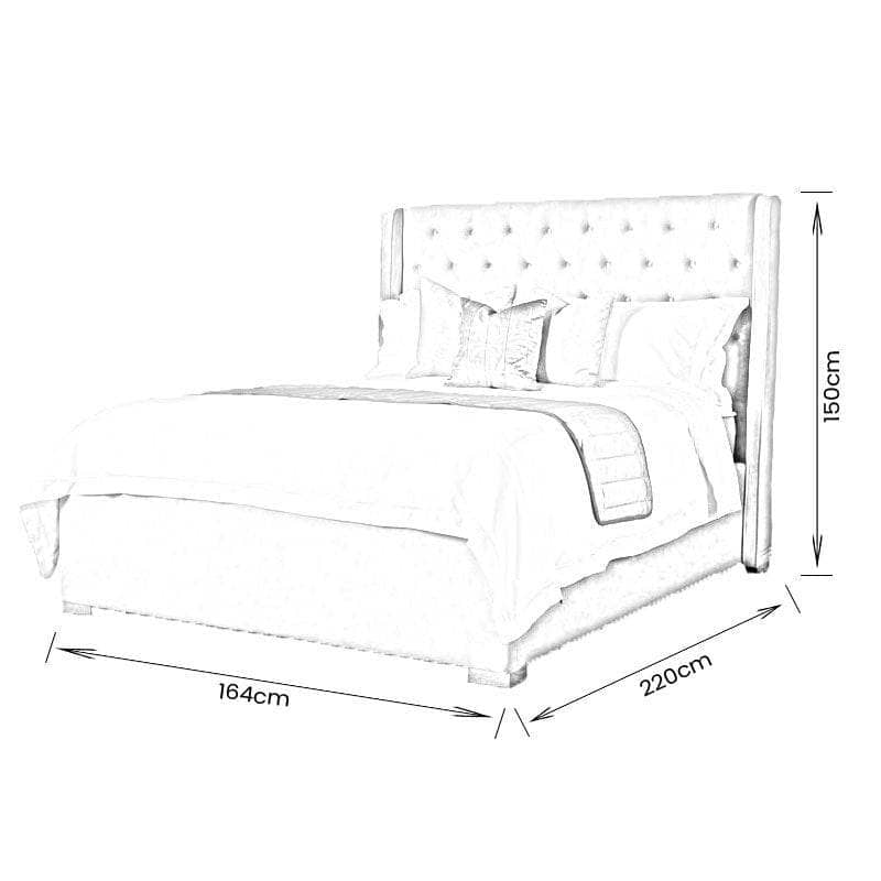 Furniture  -  Mayfair King Size Fabric Bedframe - Silver  -  50155281