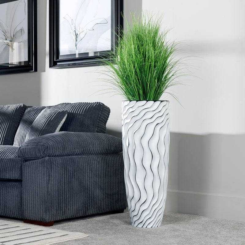 Homeware -White & Black Ripple Vase - 90cm  -  60008150