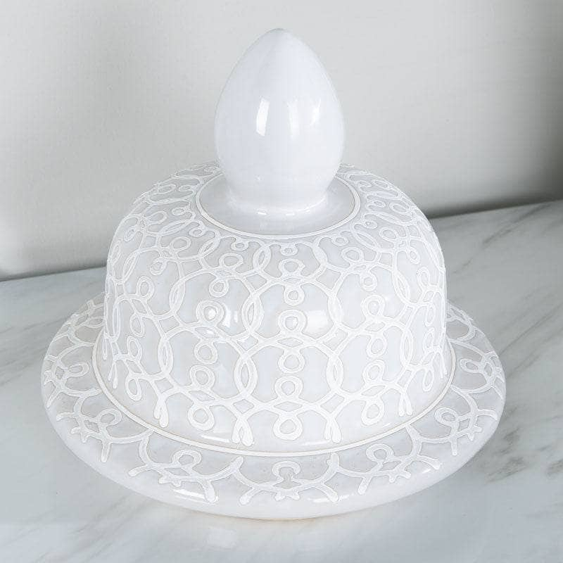 Homeware  -  White Patterned Temple Jar - 24"  -  60008111