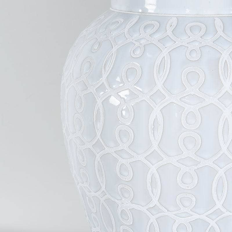 Homeware  -  White Patterned Temple Jar - 24"  -  60008111