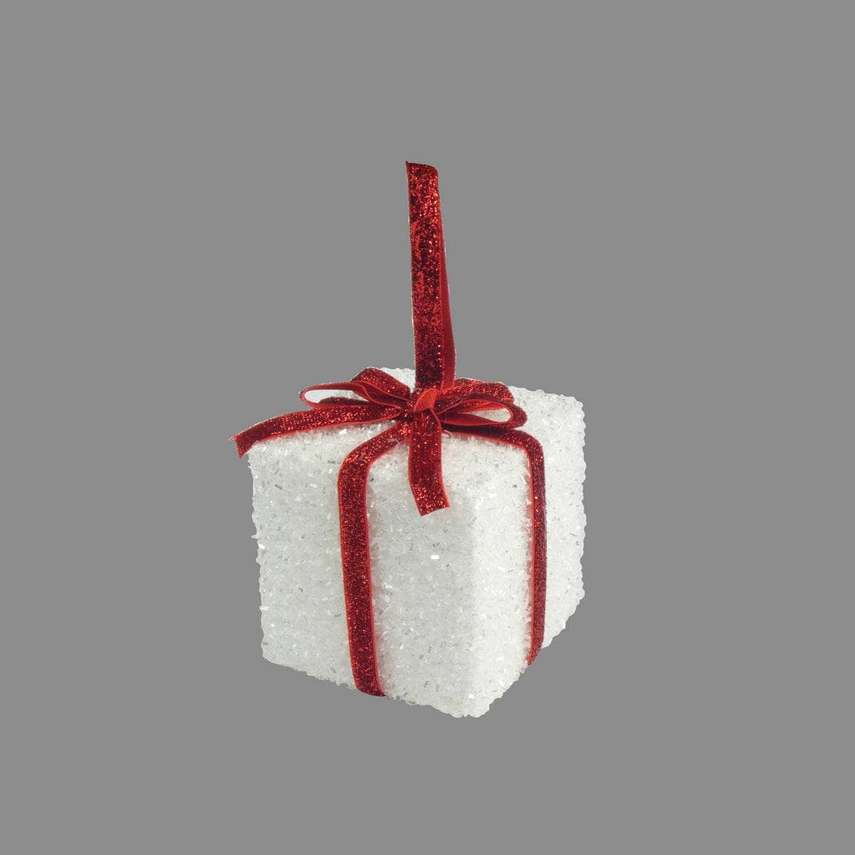  -  White Tinsel Gift Bauble - 8cm -  60008804