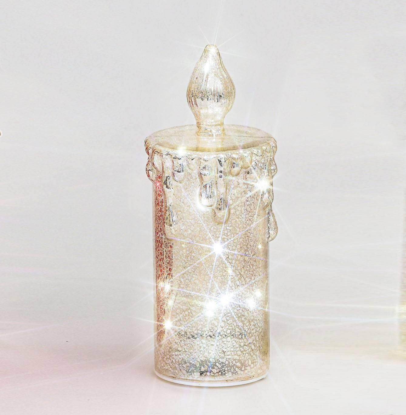 Champagne LED Glass Candle Ornament - 21cm  -  60008626