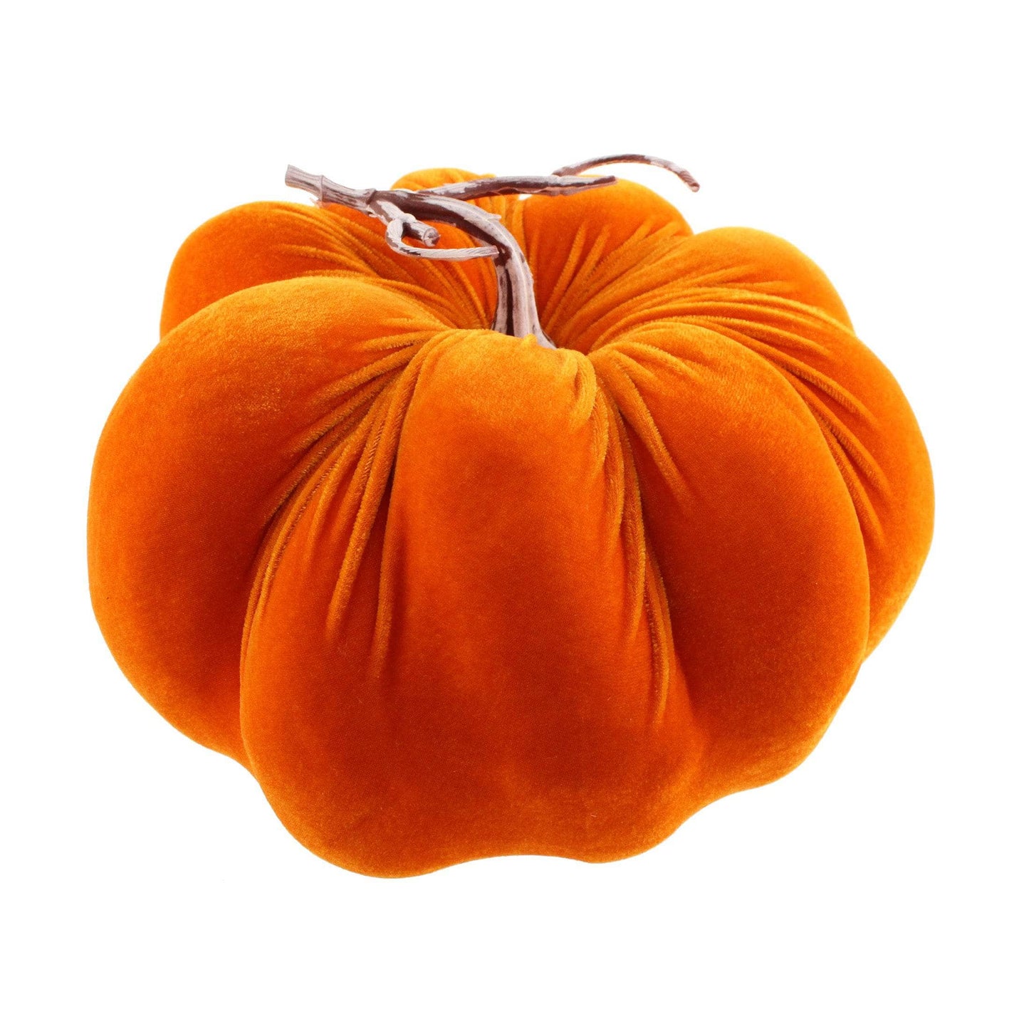 Homeware  -  Orange Velvet Pumpkin  - 23cm  -  60012202