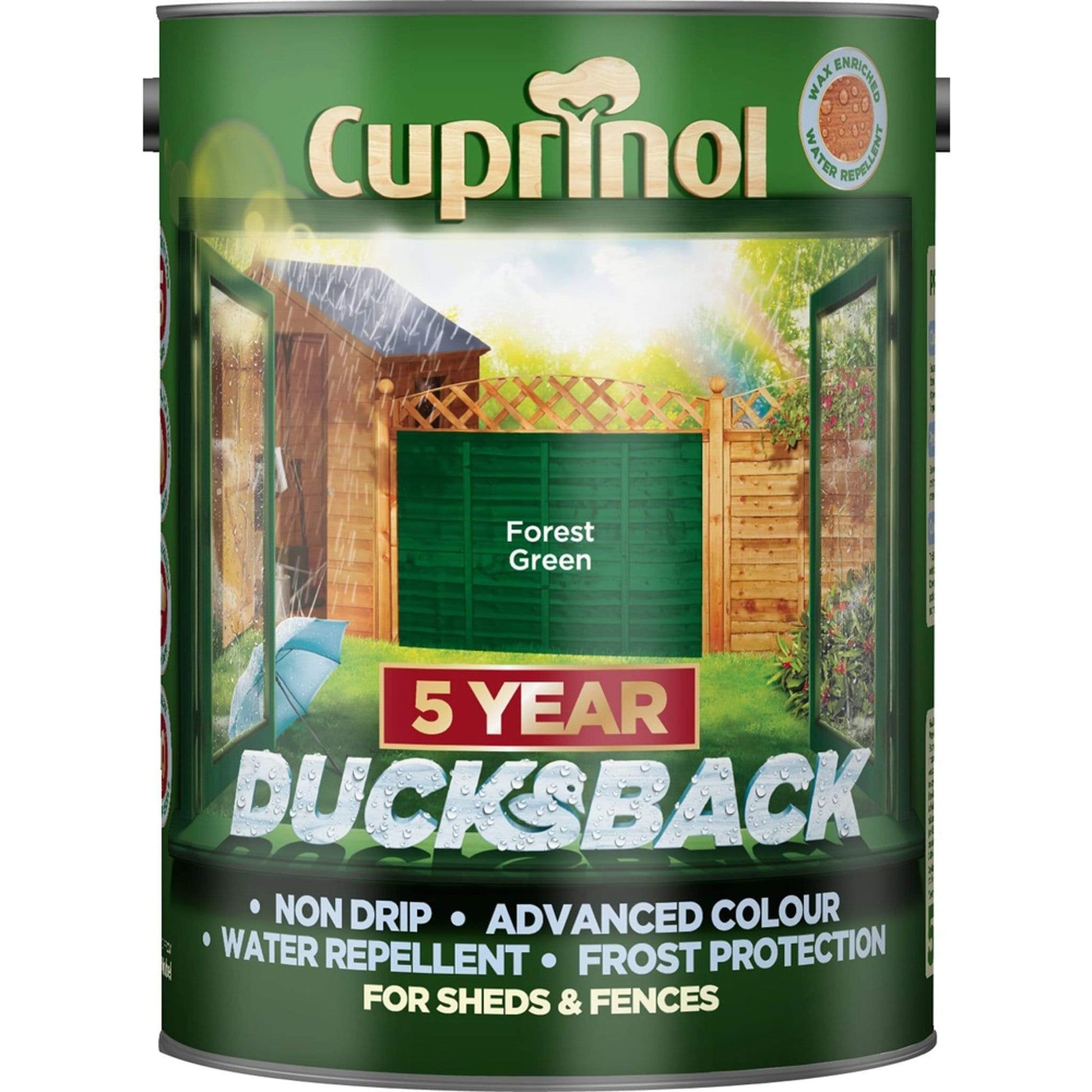 Paint  -  Cuprinol Ducks Back Forest Green Fence Paint 5L  -  50152879