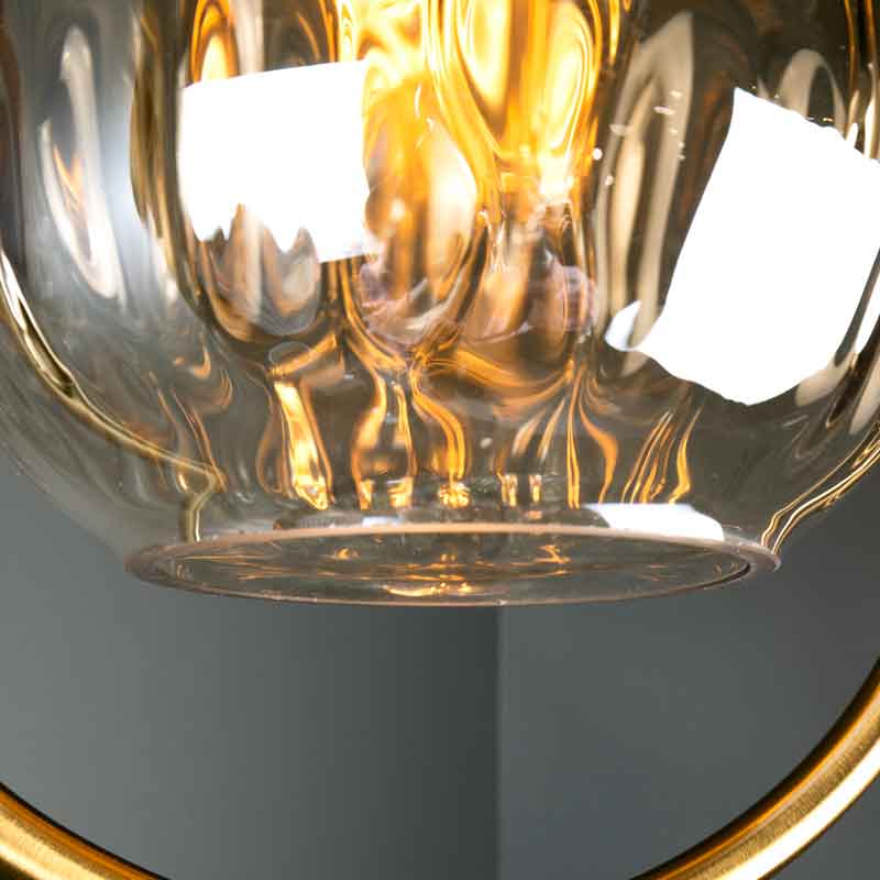 Lights  -  Genoa Satin Brass Amber Glass Pendant Light  -  60006149