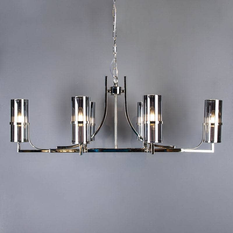 Lights  -  Rome 6 Light Nickel & Smoked Glass Pendant Light  -  60006135